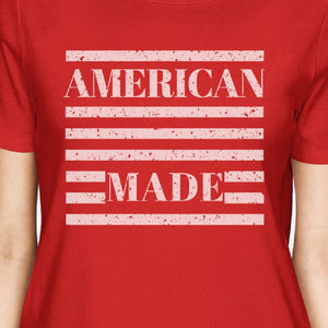 American Made Womens Red Crewneck T-Shirt Gifts For 4th Of July - 365INLOVE