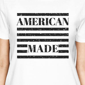 American Made Womens White Fourth Of July Decorative Graphic Shirt - 365INLOVE