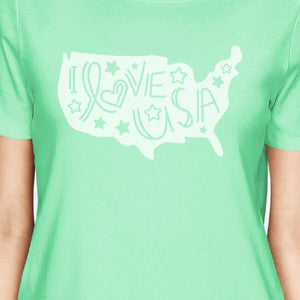 I Love USA Map Women Cotton T-Shirt Cute Lettering Graphic T-Shirt - 365INLOVE