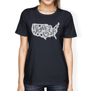 I Love USA Map Cute 4th Of July Decorative Tee For Women Cotton - 365INLOVE