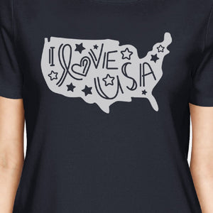 I Love USA Map Cute 4th Of July Decorative Tee For Women Cotton - 365INLOVE