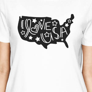 I Love USA Womens Short Sleeve Cute Fourth Of July Design T-Shirt - 365INLOVE