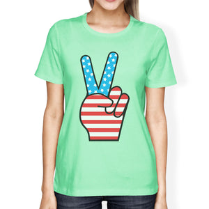 American Flag Unique Peace Sign Independence Day T Shirt For Women - 365INLOVE