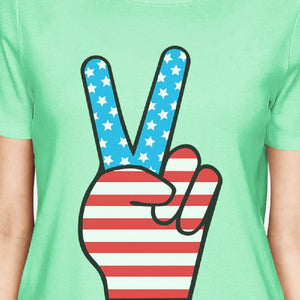 American Flag Unique Peace Sign Independence Day T Shirt For Women - 365INLOVE