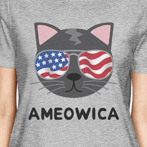 Ameowica Womens Graphic Tee Cute Cat Design Tee For 4th Of July - 365INLOVE