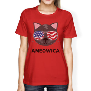 Ameowica Womens Funny Fourth Of July T-Shirt Gifts For Cat Owners - 365INLOVE