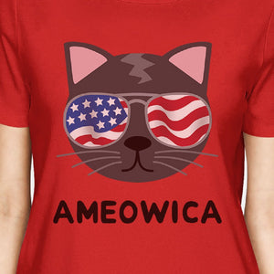 Ameowica Womens Funny Fourth Of July T-Shirt Gifts For Cat Owners - 365INLOVE