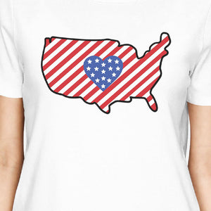 USA Map Super Cute American Flag T-Shirt For Women Gifts For Her - 365INLOVE