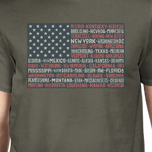 50 States American Flag Tshirt Mens Dark Grey Cotton Graphic Tee - 365INLOVE