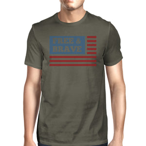 Free & Brave US American Flag Shirt Mens Dark Grey Cotton Tshirt - 365INLOVE