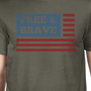 Free & Brave US American Flag Shirt Mens Dark Grey Cotton Tshirt - 365INLOVE