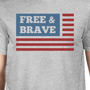 Free & Brave US Flag American Flag Shirt Mens Gray Cotton Tshirt - 365INLOVE