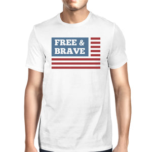 Free & Brave US Flag American Flag Shirt Mens White Cotton Tshirt - 365INLOVE