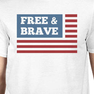 Free & Brave US Flag American Flag Shirt Mens White Cotton Tshirt - 365INLOVE