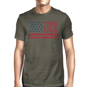 Trust & Love USA American Flag Shirt Mens Dark Grey Round Neck Tee - 365INLOVE