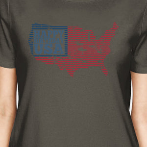 Happy Birthday USA American Flag Shirt Womens Gray Cotton T-Shirt - 365INLOVE