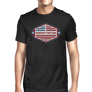 Respect The USA American Flag Shirt Mens Black Short Sleeve Tshirt - 365INLOVE