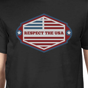 Respect The USA American Flag Shirt Mens Black Short Sleeve Tshirt - 365INLOVE