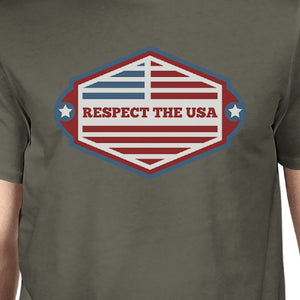 Respect The USA American Flag Shirt Men Dark Grey Short Sleeve Top - 365INLOVE