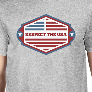 Respect The USA American Flag Shirt Mens Gray Short Sleeve Tshirt - 365INLOVE