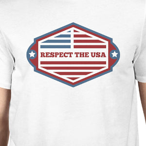 Respect The USA American Flag Shirt Mens White Short Sleeve Tshirt - 365INLOVE