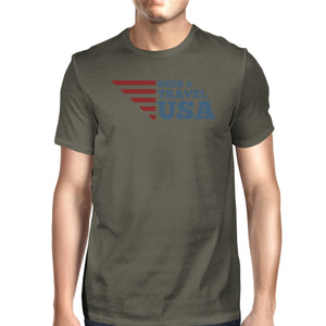 Seek & Travel USA American Flag Shirt Mens Grey Cotton Graphic Tee - 365INLOVE