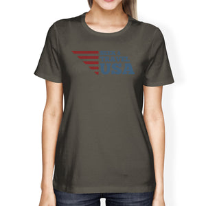 Seek Travel USA American Flag Shirt Womens Dark Gray Graphic Tshirt - 365INLOVE