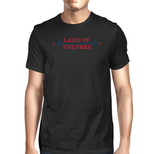 Land Of The Free American Flag Shirt Mens Black Graphic T-Shirt - 365INLOVE