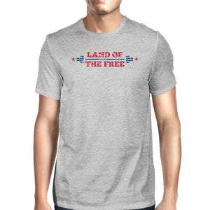 Land Of The Free American Flag Shirt Mens Gray Graphic T-Shirt - 365INLOVE