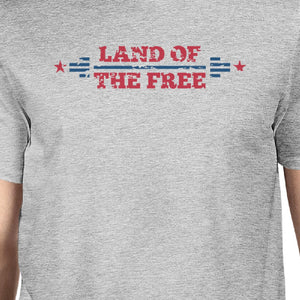 Land Of The Free American Flag Shirt Mens Gray Graphic T-Shirt - 365INLOVE