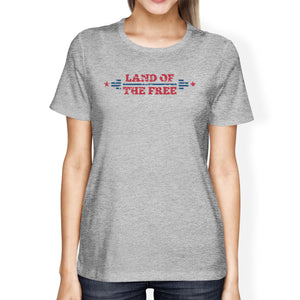 Land Of The Free American Flag Shirt Womens Gray Graphic T-Shirt - 365INLOVE