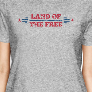 Land Of The Free American Flag Shirt Womens Gray Graphic T-Shirt - 365INLOVE