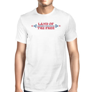 Land Of The Free American Flag Shirt Mens White Graphic T-Shirt - 365INLOVE