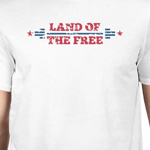 Land Of The Free American Flag Shirt Mens White Graphic T-Shirt - 365INLOVE