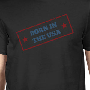 Born In The USA American Flag Shirt Mens Black Graphic Tee Shirt - 365INLOVE