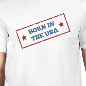 Born In The USA American Flag Shirt Mens White Graphic Tee Shirt - 365INLOVE
