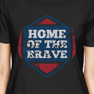 Home Of The Brave American Flag Shirt Womens Black Graphic Tshirt - 365INLOVE