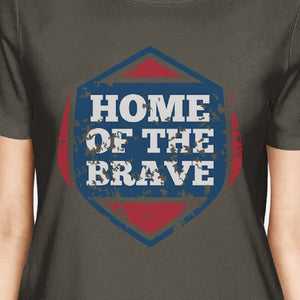 Home Of The Brave American Flag Shirt Womens Dark Grey Cotton Shirt - 365INLOVE