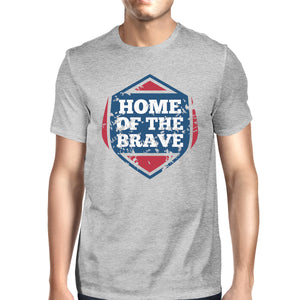 Home Of The Brave American Flag Shirt Mens Grey Graphic Tshirt - 365INLOVE