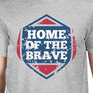 Home Of The Brave American Flag Shirt Mens Grey Graphic Tshirt - 365INLOVE