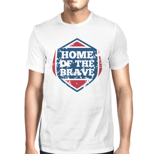 Home Of The Brave American Flag Shirt Mens White Graphic Tshirt - 365INLOVE