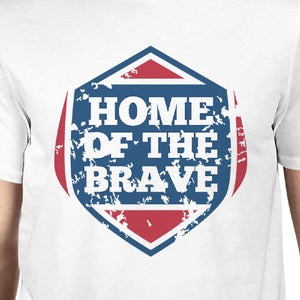 Home Of The Brave American Flag Shirt Mens White Graphic Tshirt - 365INLOVE