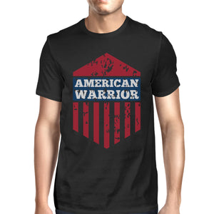 American Warrior Tee Mens Black Cotton Tshirt American Flag Shirt - 365INLOVE