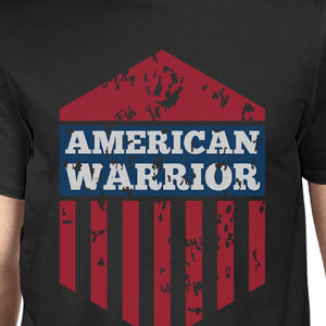 American Warrior Tee Mens Black Cotton Tshirt American Flag Shirt - 365INLOVE