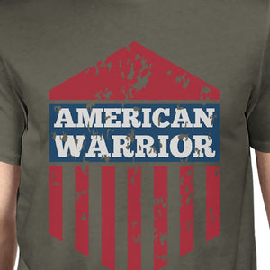 American Warrior Tee Mens Dark Gray Cotton Tee American Flag Shirt - 365INLOVE