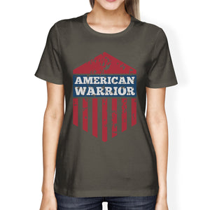 American Warrior Tee Womens Dark Grey Short Sleeve T-Shirt For Her - 365INLOVE