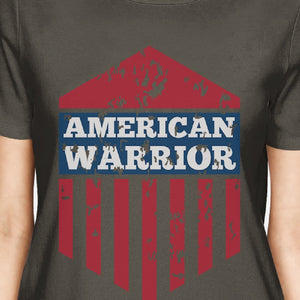 American Warrior Tee Womens Dark Grey Short Sleeve T-Shirt For Her - 365INLOVE