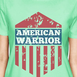 American Warrior Tee Womens Mint Short Sleeve T-Shirt Gift For Her - 365INLOVE