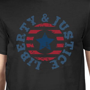 Liberty & Justice American Flag Shirt Mens Black 4th Of July Tee - 365INLOVE