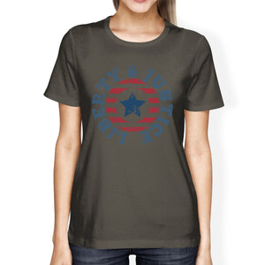 Liberty Justice American Flag Shirt Womens 4th Of July Tee Shirt - 365INLOVE